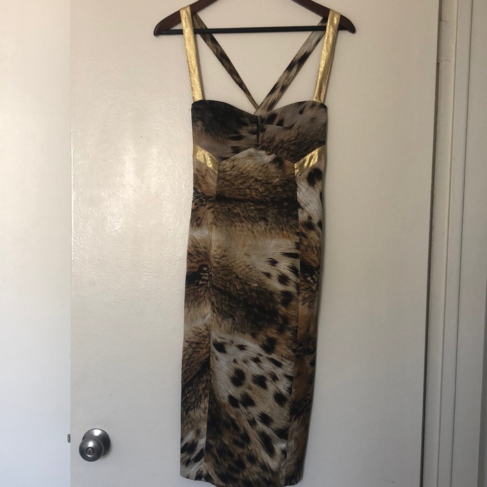 Just Cavalli vintage animal print dress /gold trim